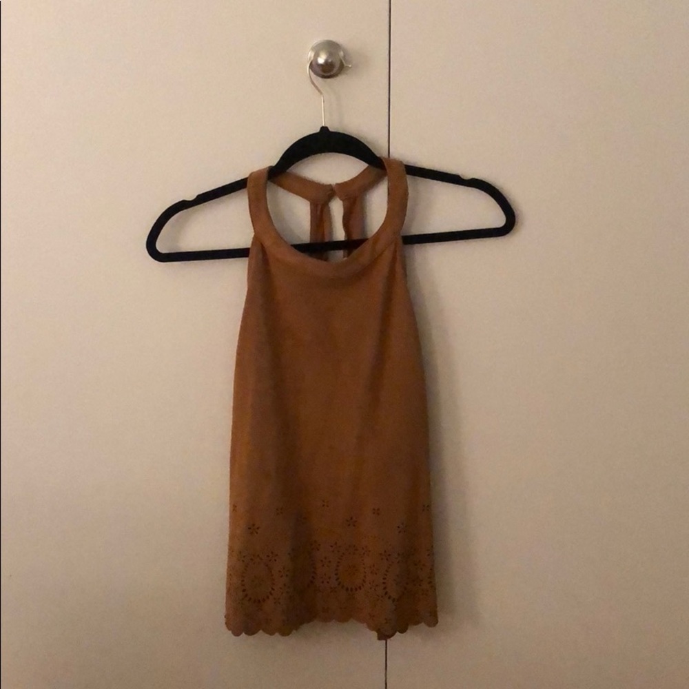 Zara- Dark camel suede top